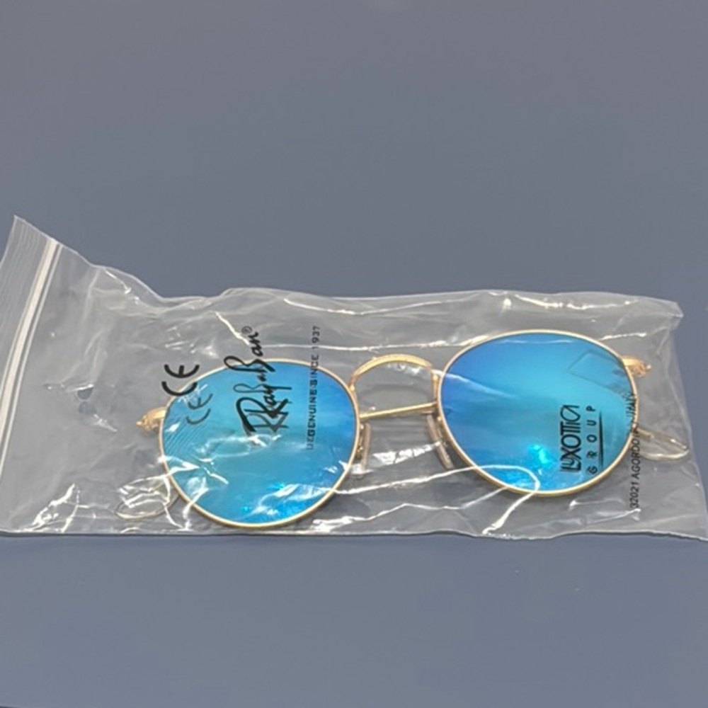 Ray-Ban Gold Frame with Blue Lenses
